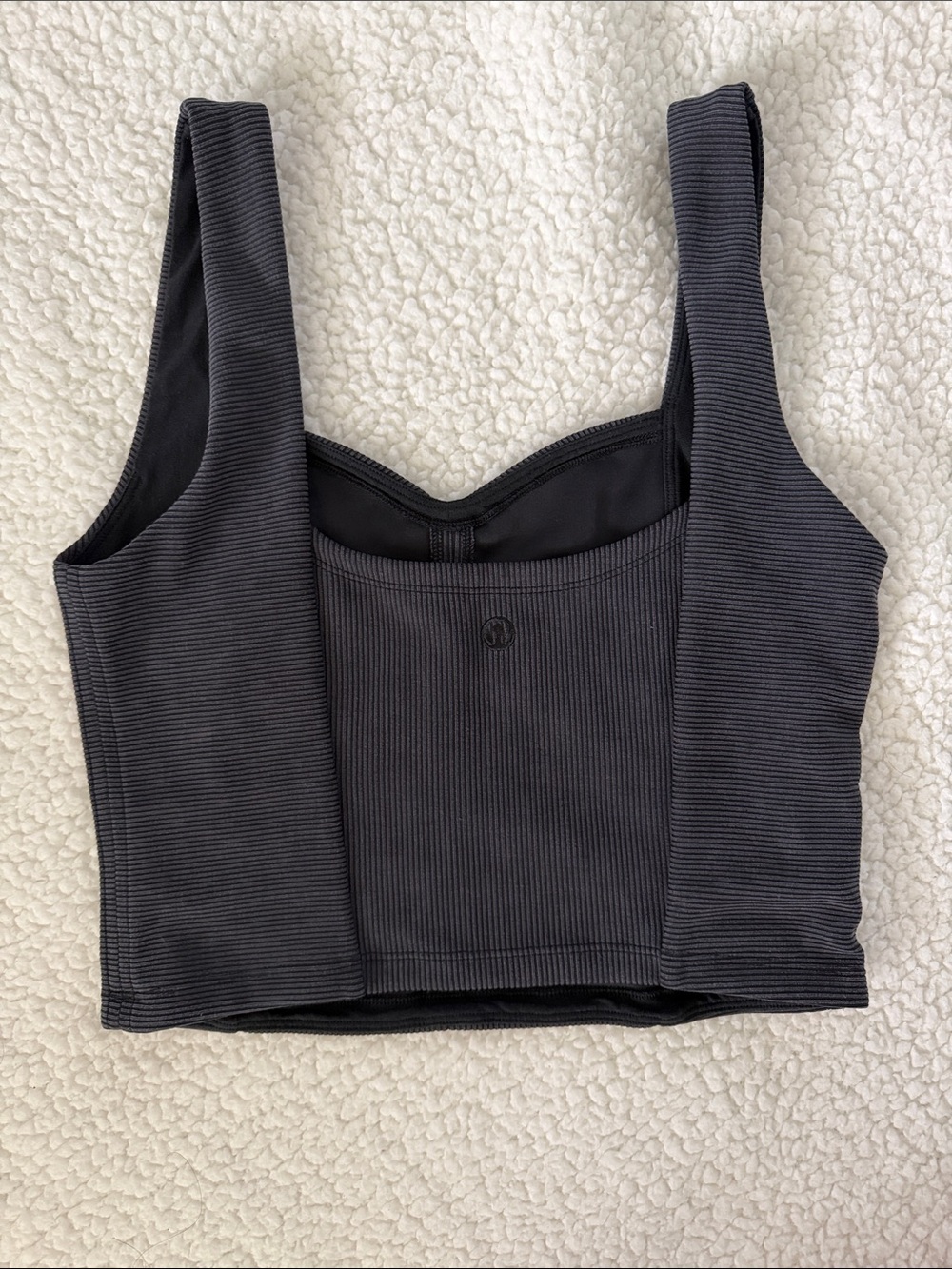 Lululemon Black Ribbed Cropped Tank Top M